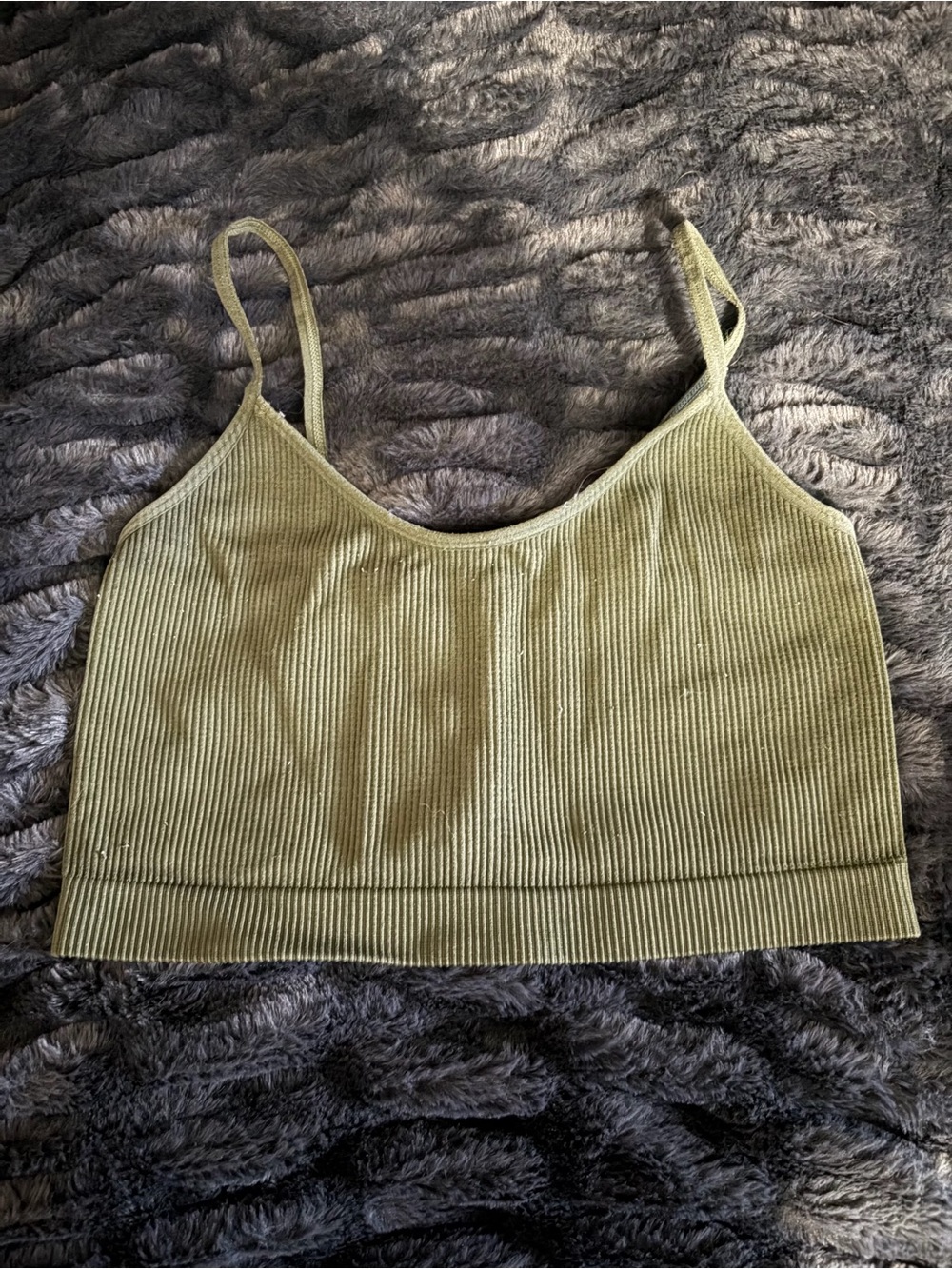 green ribbed crop top